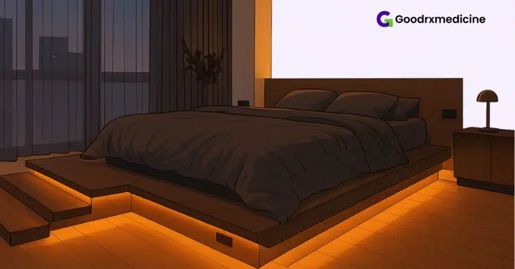 Dim lighting in bedroom creating a stress-free environment for better intimacy