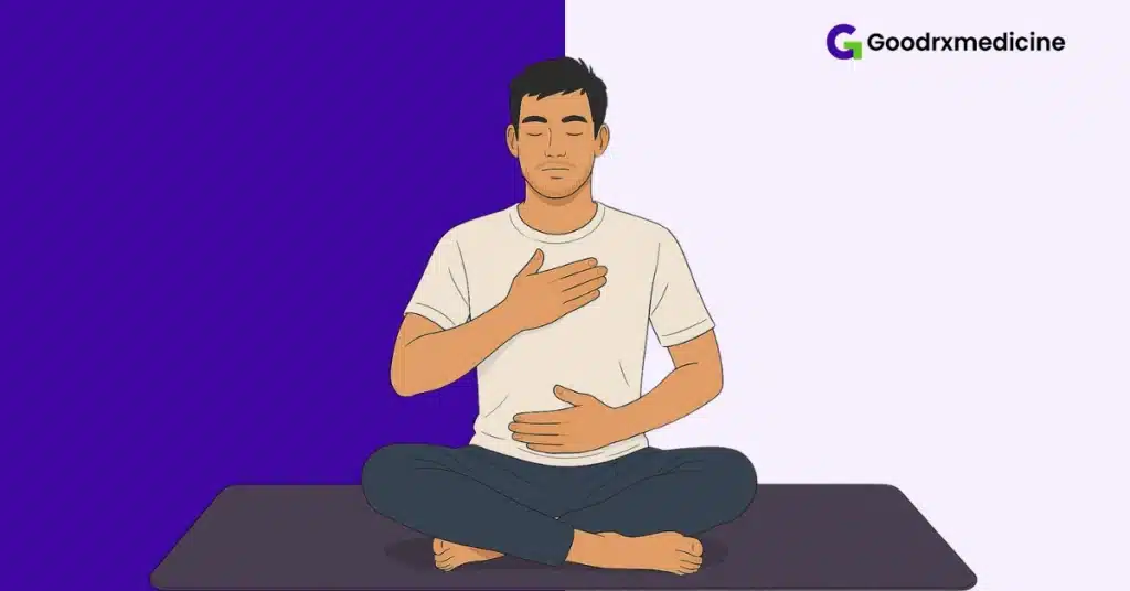 Male meditating with nostril breathing technique