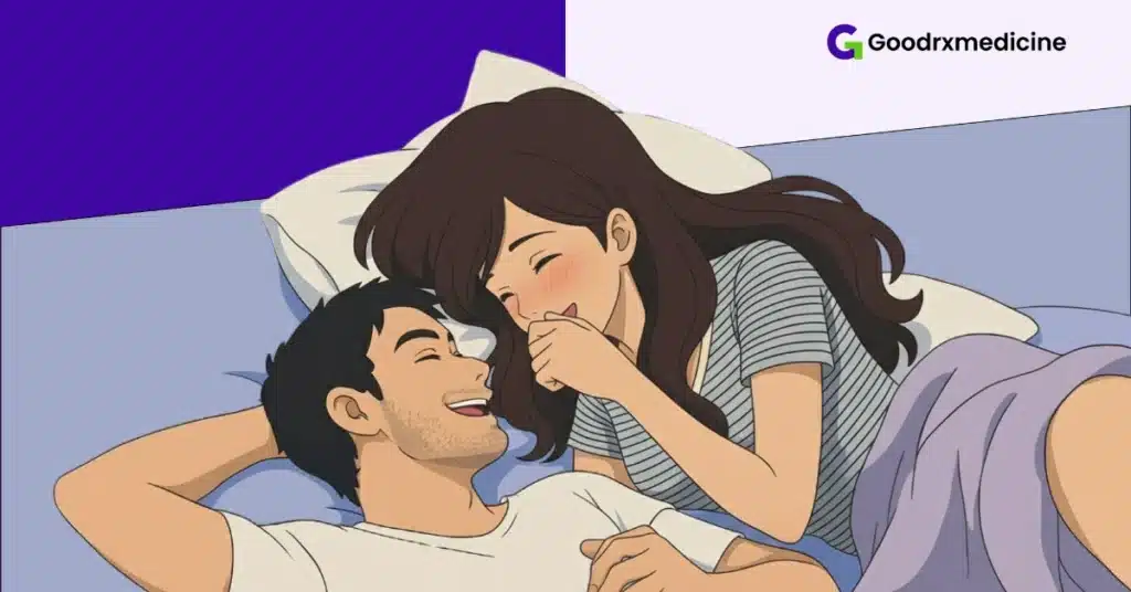 Partners enjoying post-intimacy laughter to maintain excitement and fun