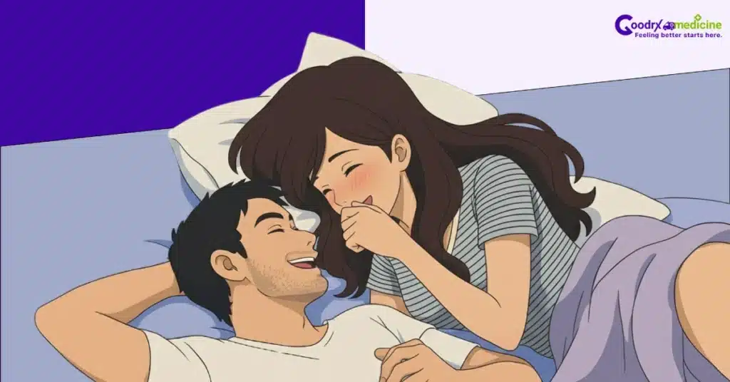 Partners enjoying post-intimacy laughter to maintain excitement and fun