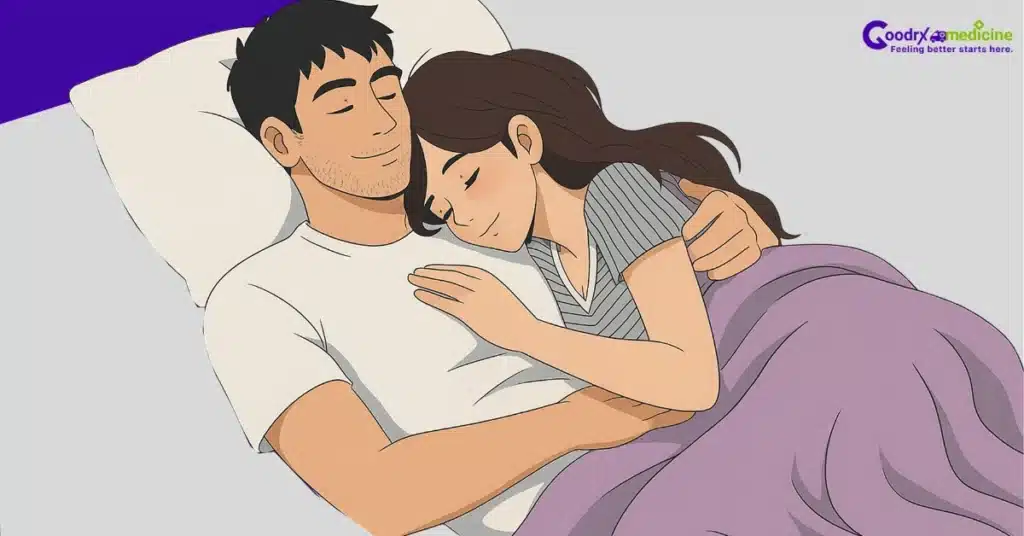 Woman caressing partner’s chest to prioritize physical intimacy