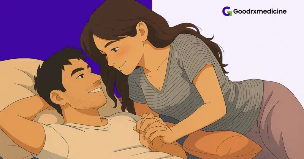 Softly lit bedroom with a supportive cushion for a relaxed posture