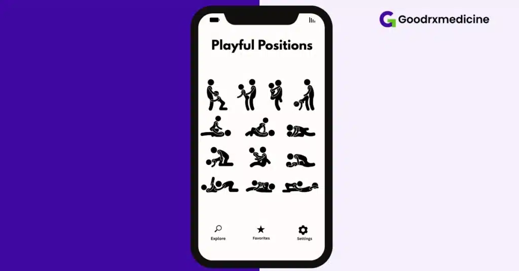 Mobile app interface with fun and educational sex position icons