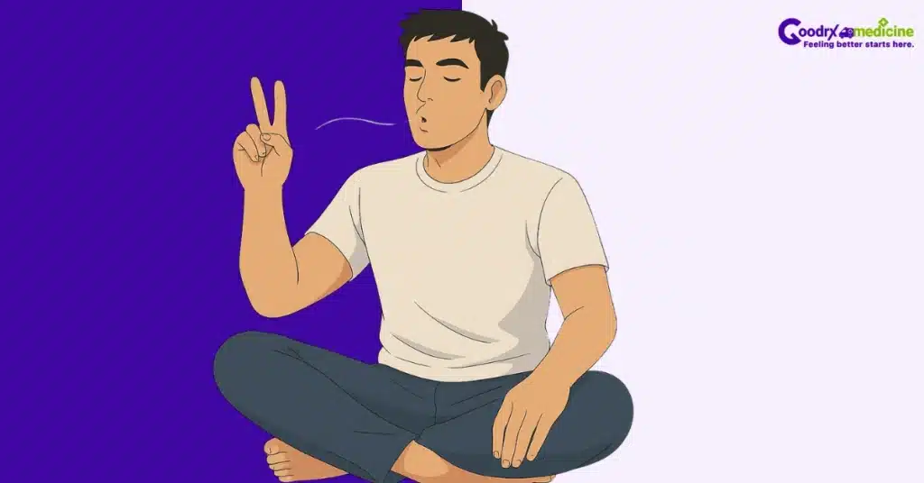 Man performing deep breathing technique to relax