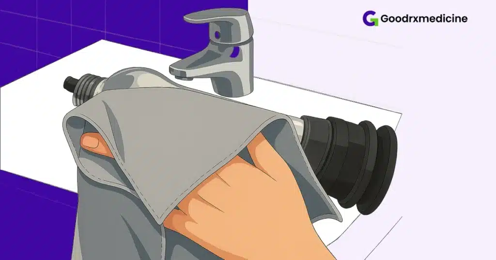 Clean VED parts drying on towel