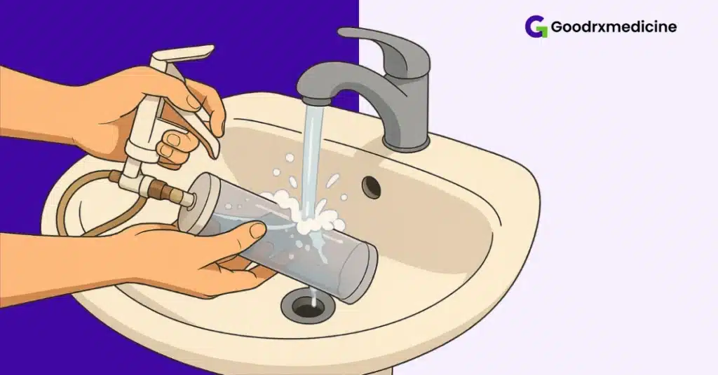 Cleaning vacuum erection device at sink