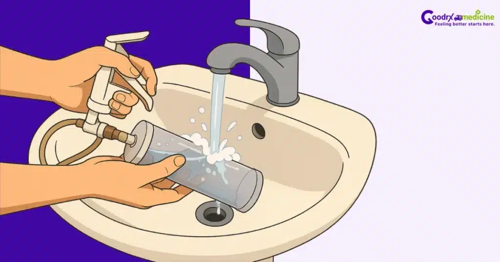 Cleaning vacuum erection device at sink