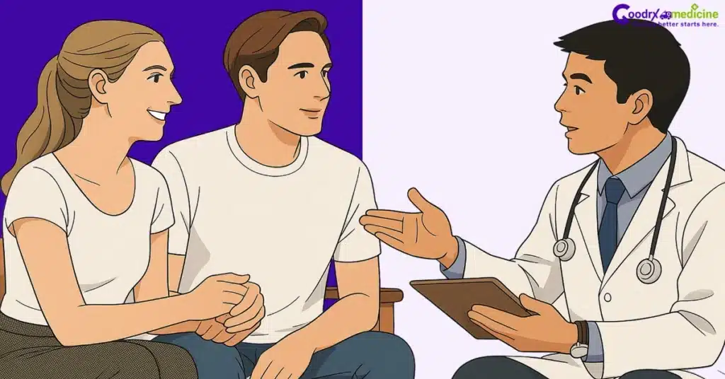 Therapist helping couple with intimacy issues