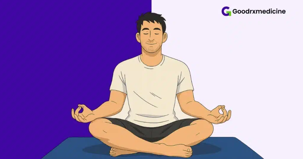 Man meditating to reduce stress and support erection health