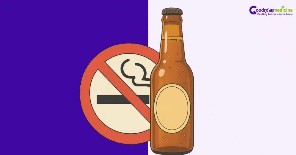 Beer and no-smoking sign for ED awareness