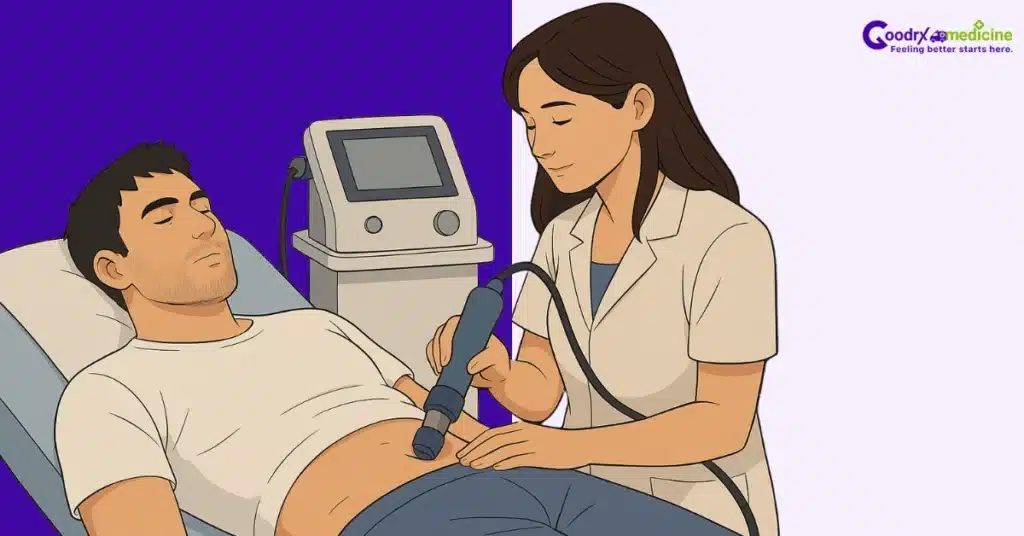 Man receiving shockwave treatment for ED