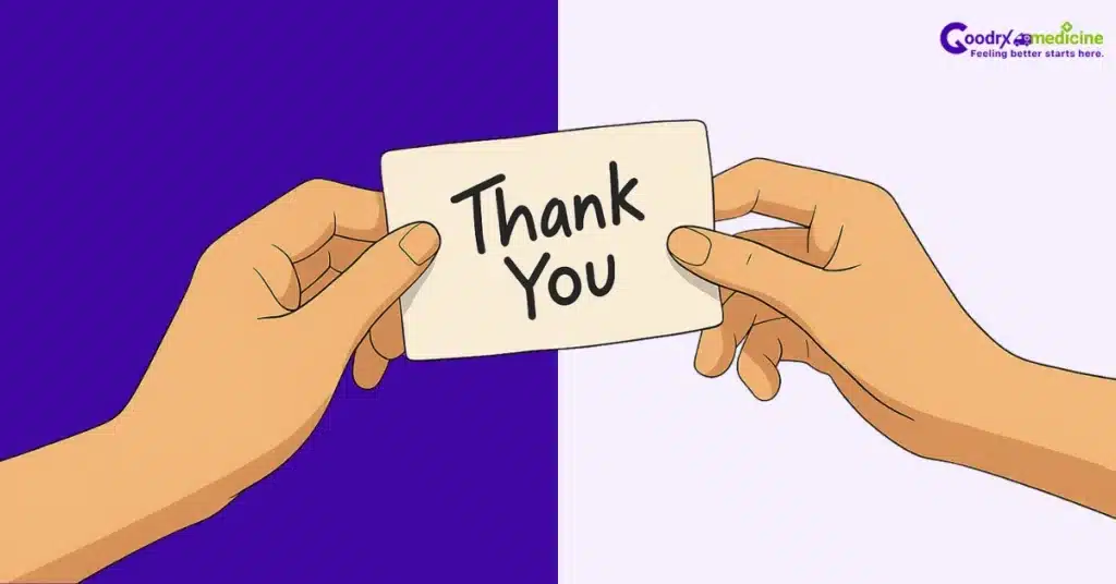 Partner handing a thank-you note