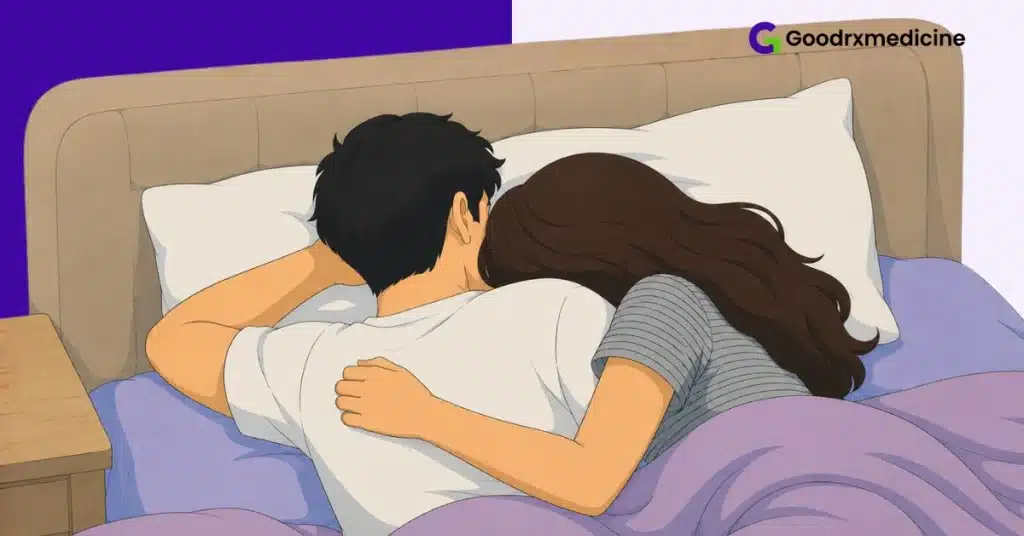 Couple cuddling closely in bed to deepen intimacy