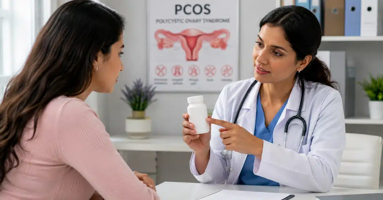 Doctor explaining PCOS medication options to patient in Brisbane