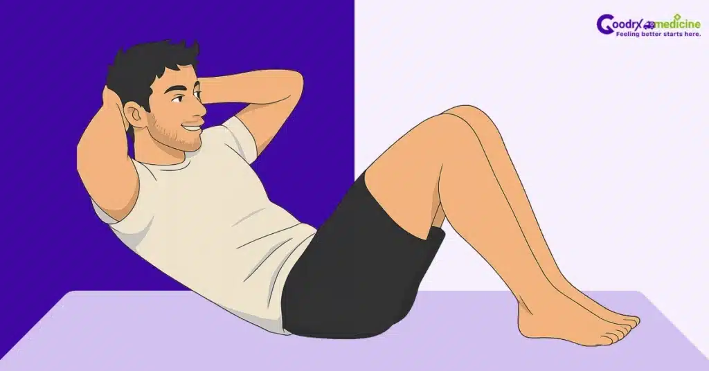 Man lying with knees up for pelvic floor strengthening