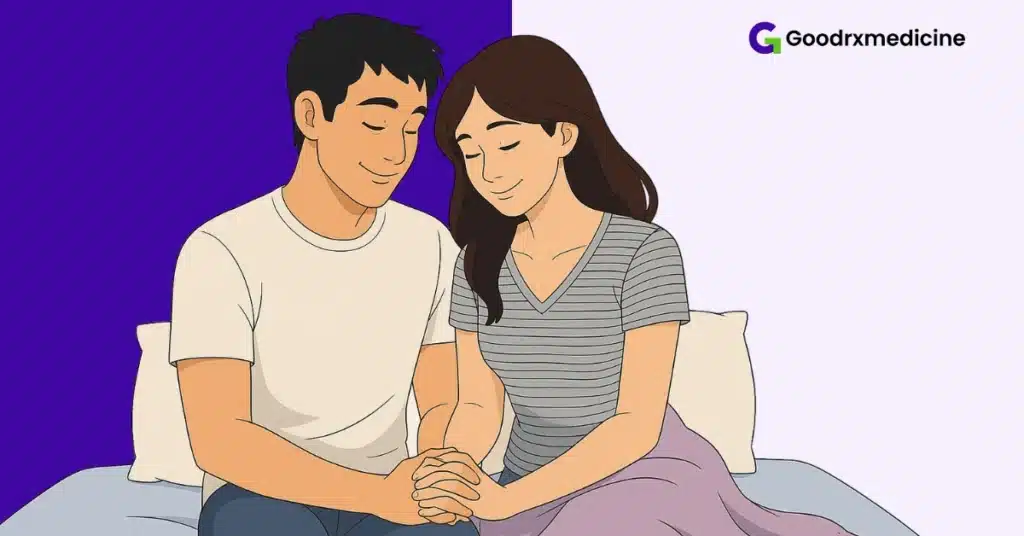 Partners holding hands to resolve conflicts together