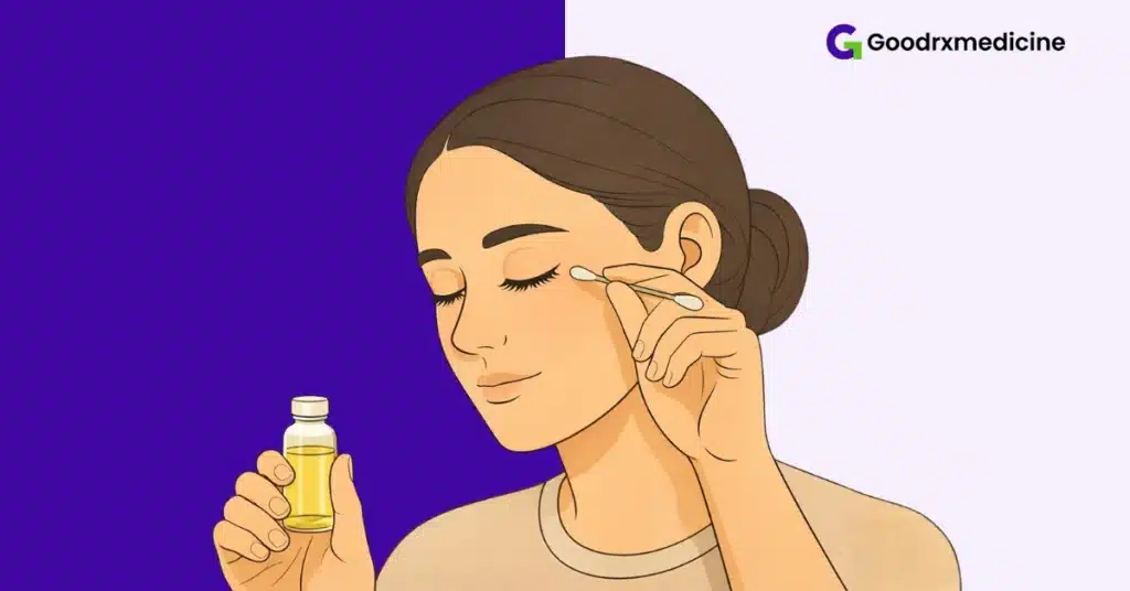 Nourishing oil being applied to eyelashes