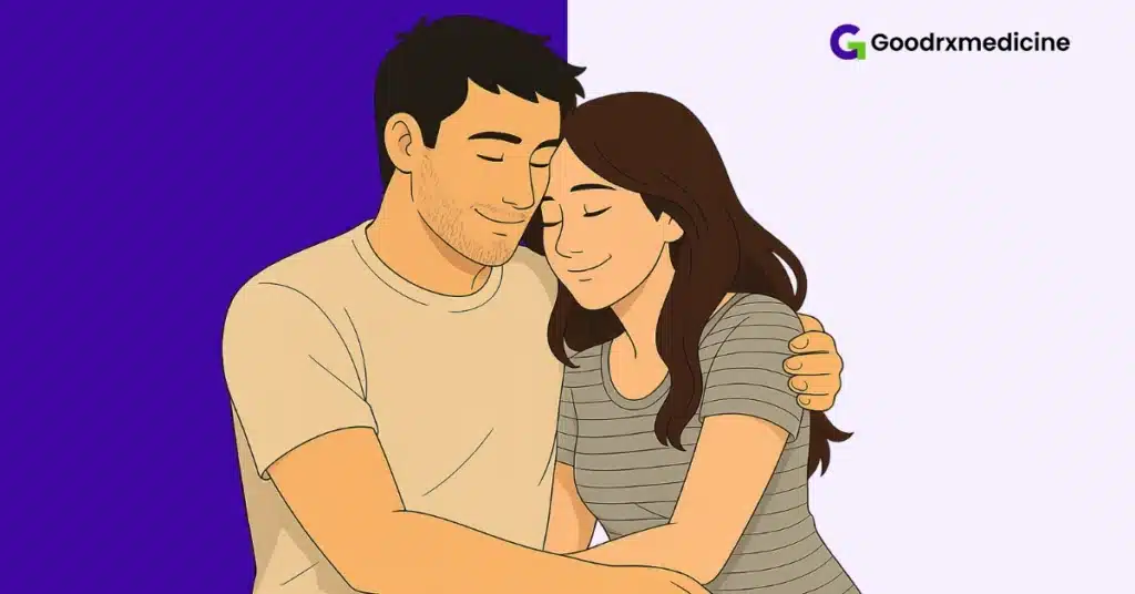 Couple hugging to strengthen emotional connection despite mismatched libidos