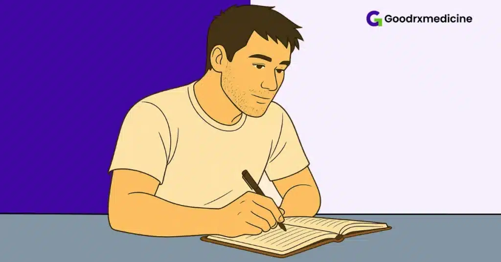 Man writing in a journal to track thoughts and urges