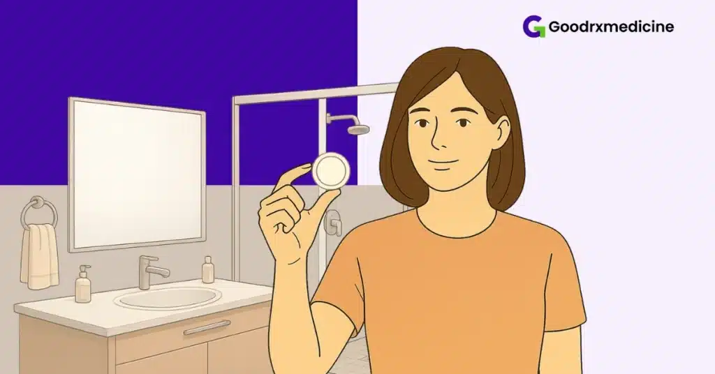 Woman holding a vaginal ring for medical treatment of vaginal dryness