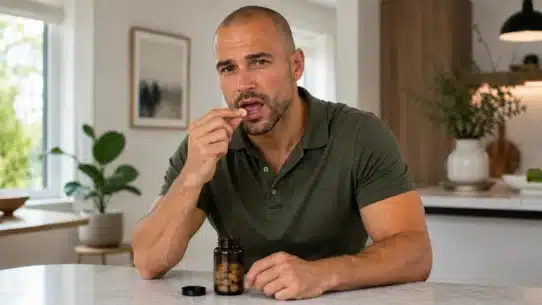 Man taking a chewable ED pill