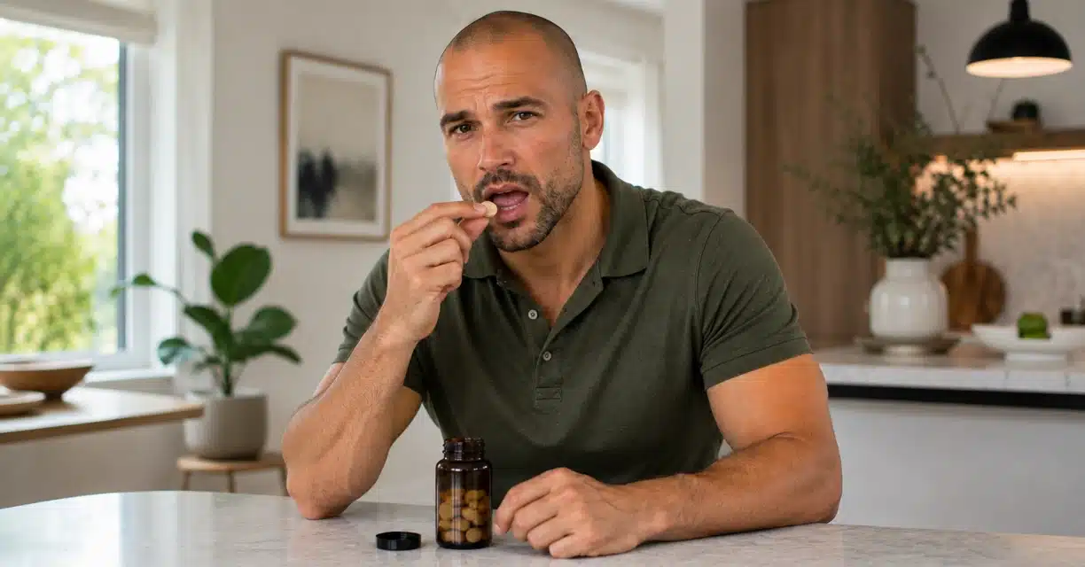 Man taking a chewable ED pill