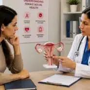 Doctor explaining female anorgasmia and sexual health to a patient