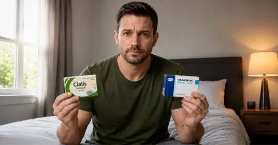 Man comparing Cialis and Viagra for separate dosing times