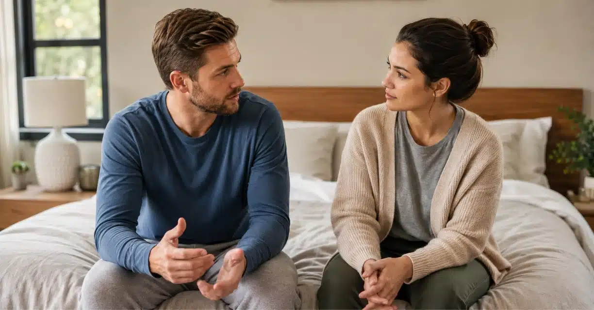 Couple discussing ejaculation differences in men and women