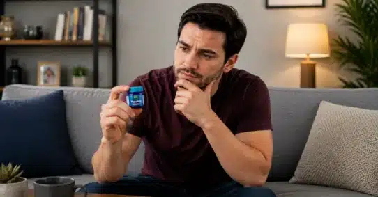 Man examining Vicks VapoRub for erectile dysfunction claims