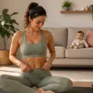 Woman exercising at home for healthy weight loss after pregnancy
