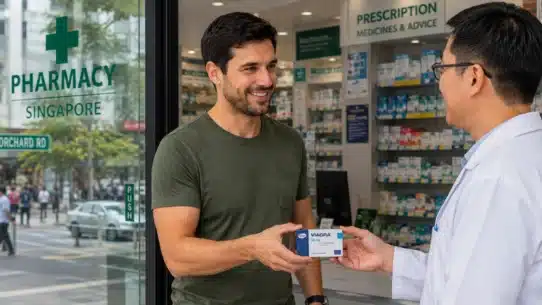 Customer receiving generic Viagra at Singapore pharmacy