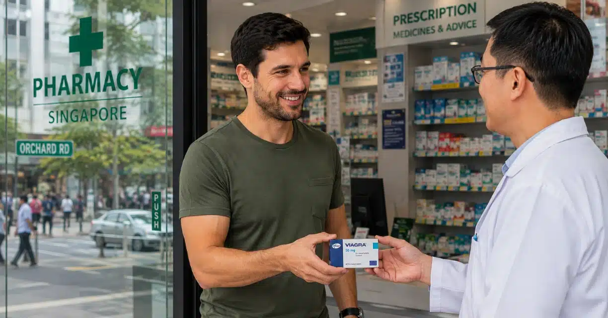 Customer receiving generic Viagra at Singapore pharmacy