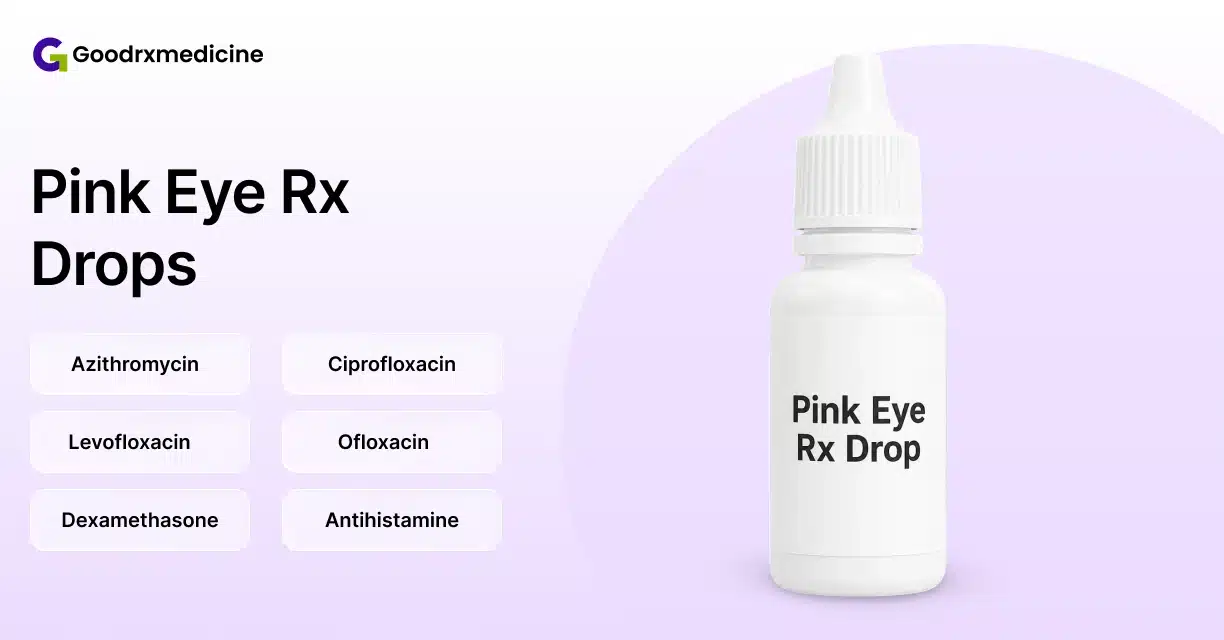Pink Eye Rx Drop bottle with prescription options for pink eye