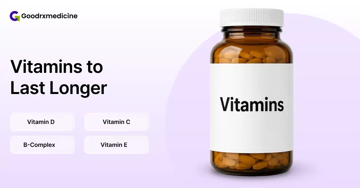 Vitamin bottle with nutrients that can support lasting longer in bed