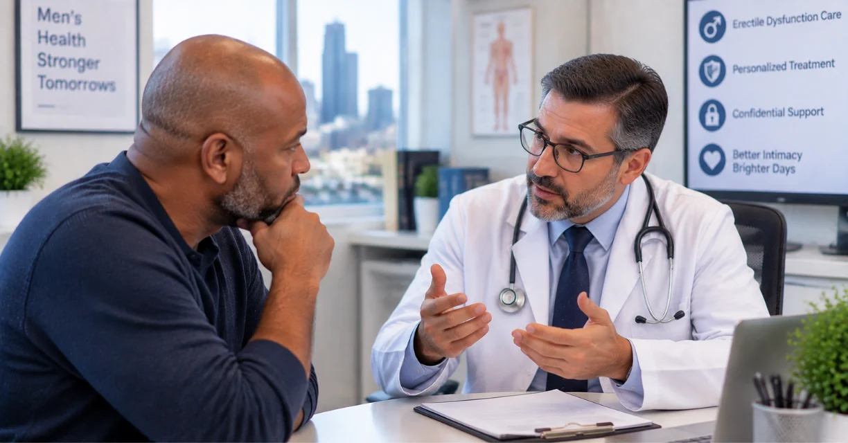 Doctor discussing erectile dysfunction treatment with a man in Detroit
