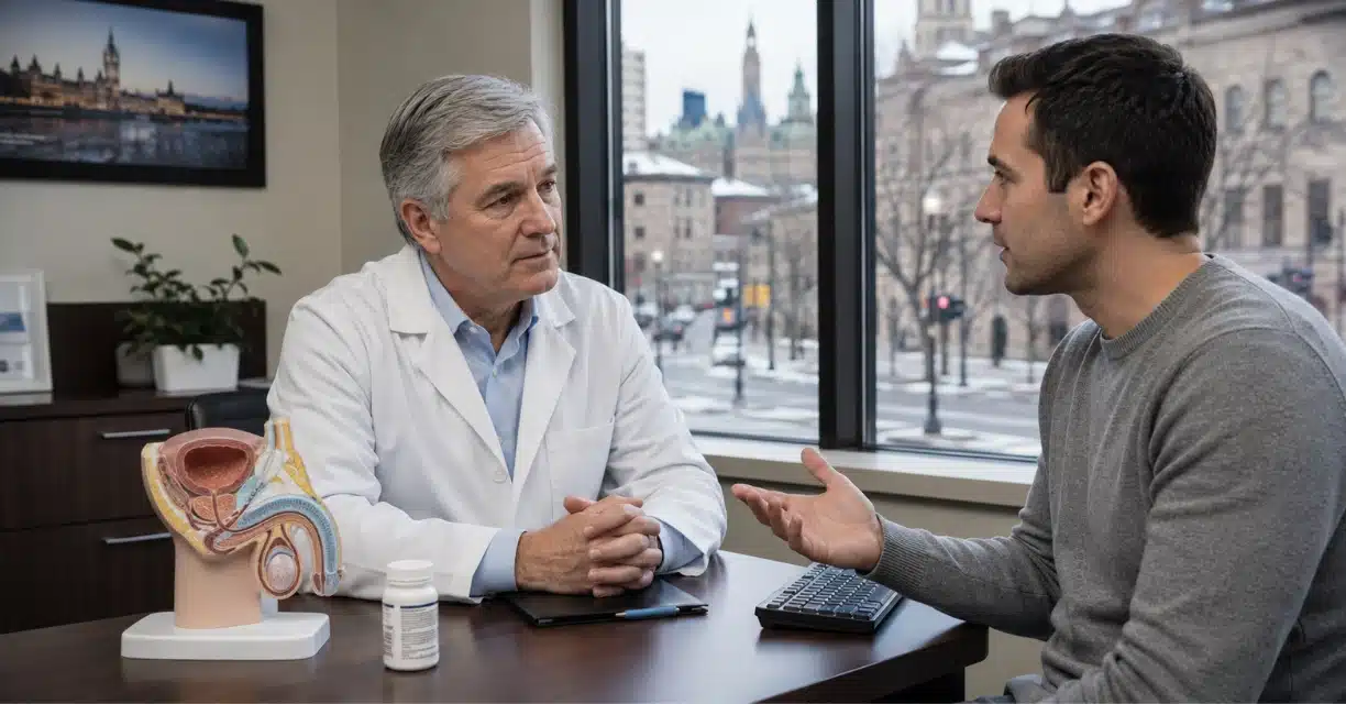 Doctor consulting male patient about erectile dysfunction treatments in Ottawa
