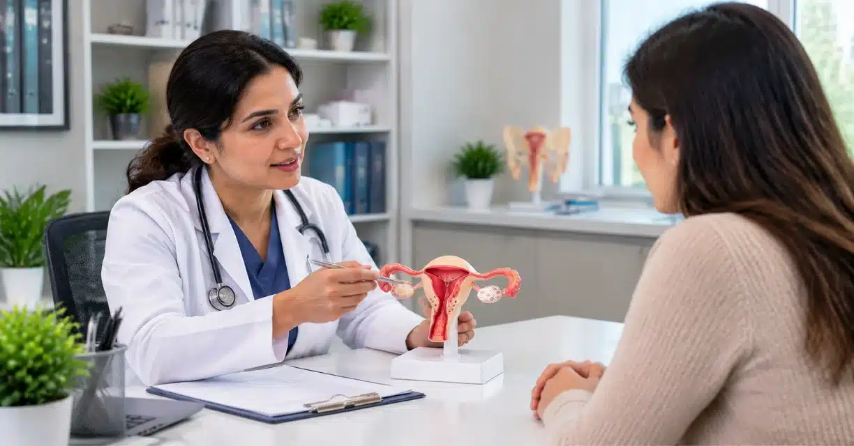 Doctor explaining PCOS treatment options to a woman in Ashburn