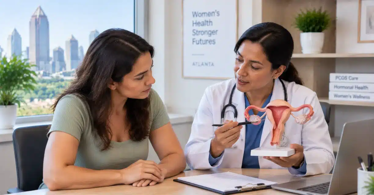 Doctor discussing PCOS treatment with a woman in Atlanta