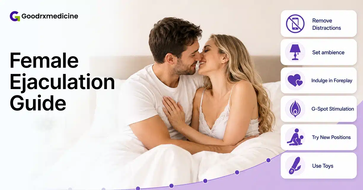 Couple kissing in bed with female ejaculation tips