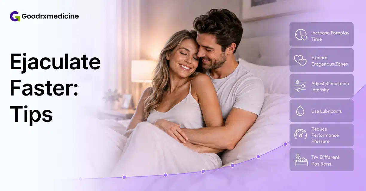 Couple in bed with tips for faster ejaculation in delayed ejaculation