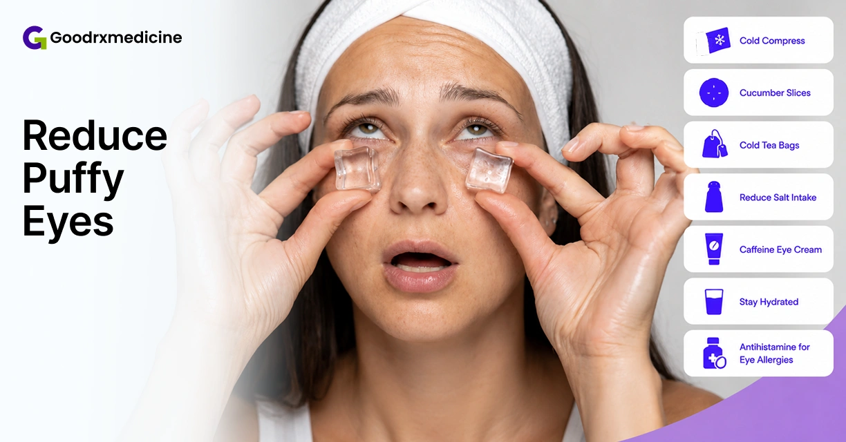 Woman with puffy eyes exploring eye care solutions