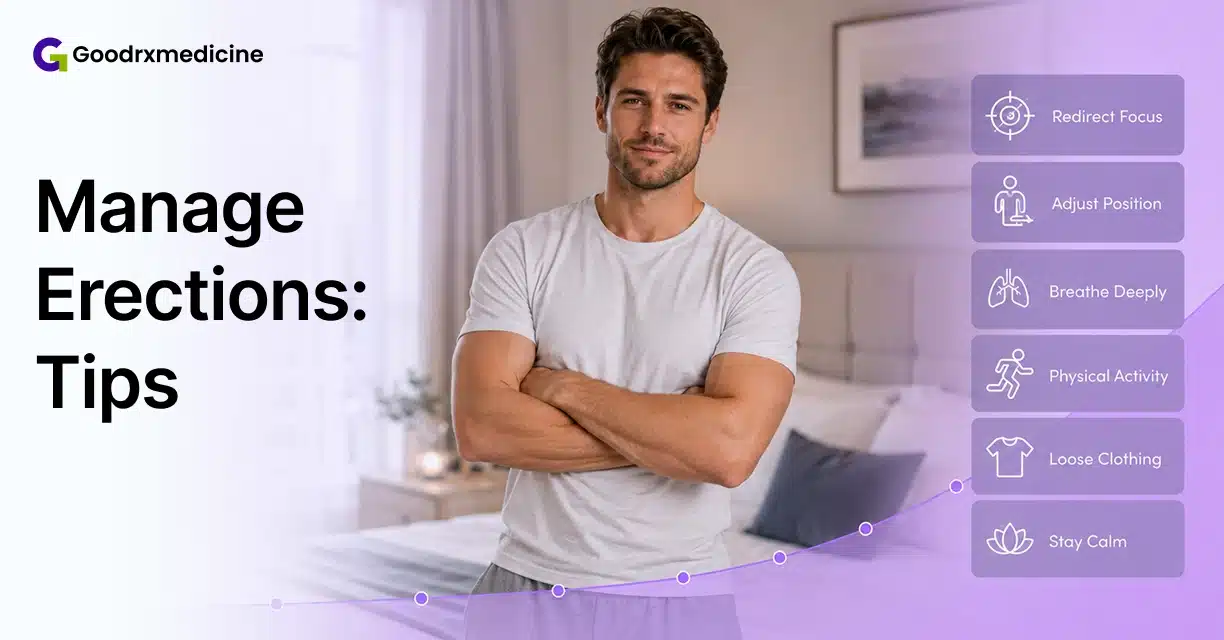 Man standing with discreet tips for managing an unwanted erection