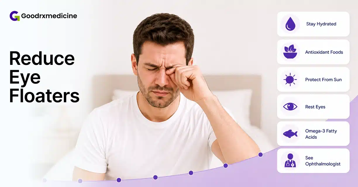 Man rubbing his eye with natural tips to reduce eye floaters