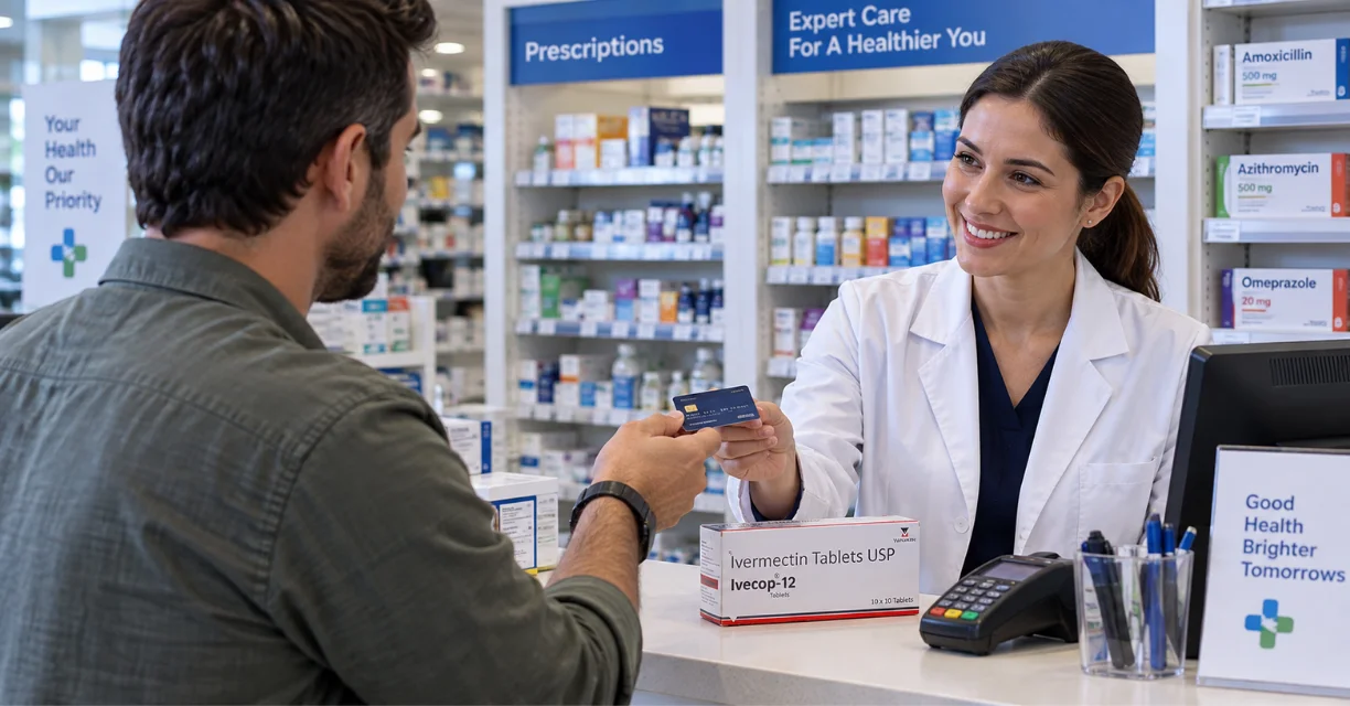 Pharmacist helping a customer with Ivermectin in Austin