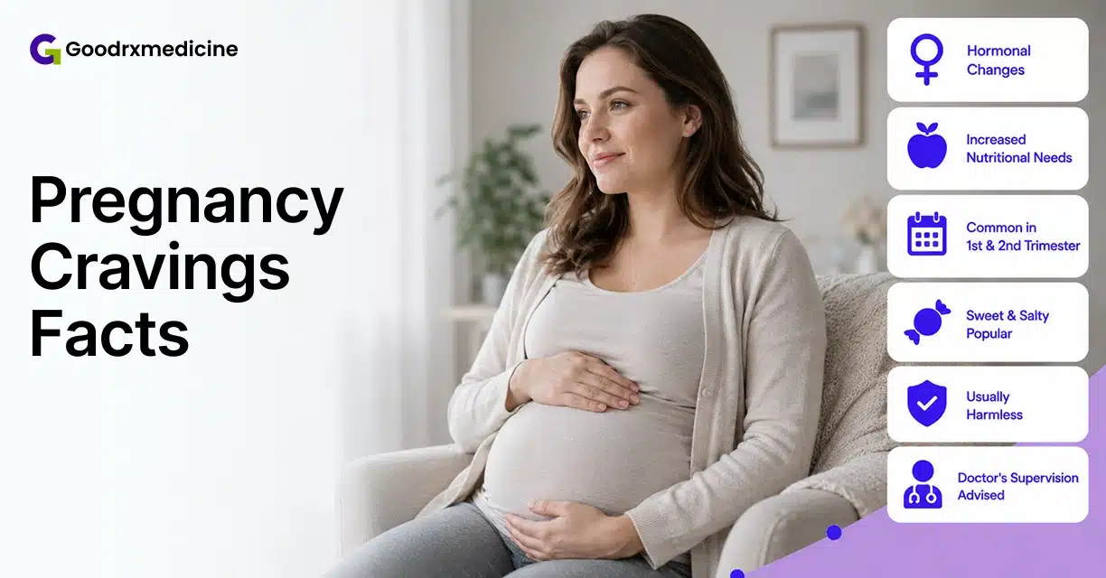 Pregnant woman resting with hand on belly for pregnancy cravings facts