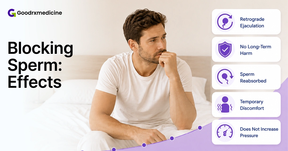 Man sitting thoughtfully with effects of blocking sperm from coming out
