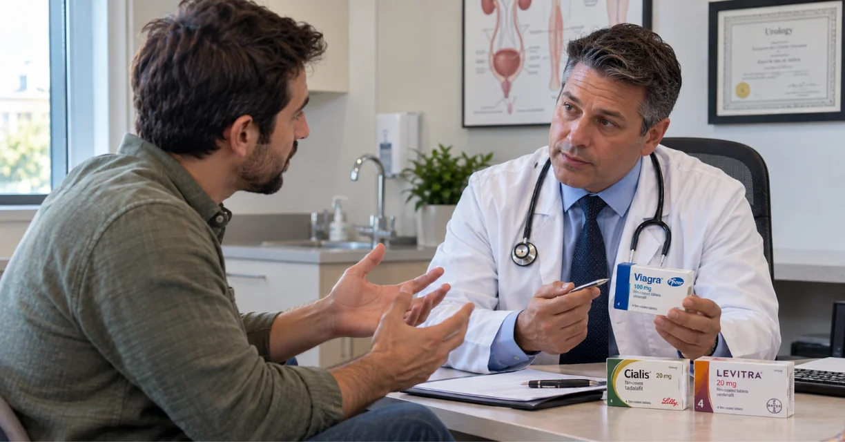 Doctor discussing erectile dysfunction treatments with a man in Baltimore
