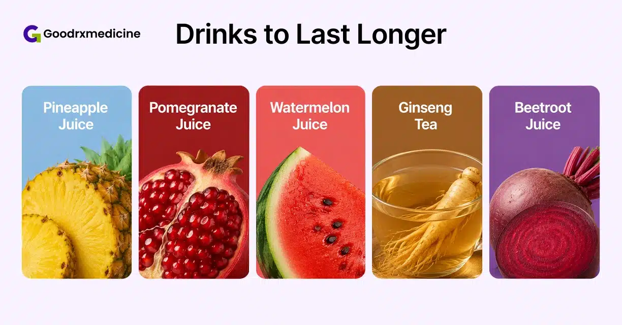 Pineapple, pomegranate, watermelon, ginseng and beetroot drinks for lasting longer