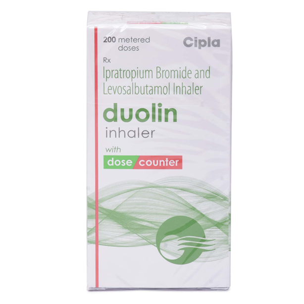 Duolin Inhaler 50 mcg + 20 mcg with Levosalbutamol (50mcg), Ipratropium (20mcg)